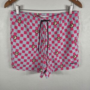 Pacsun Swim Trunks Shorts Drawstring M Checkerboard Pink/Blue Neon Men's YinYang